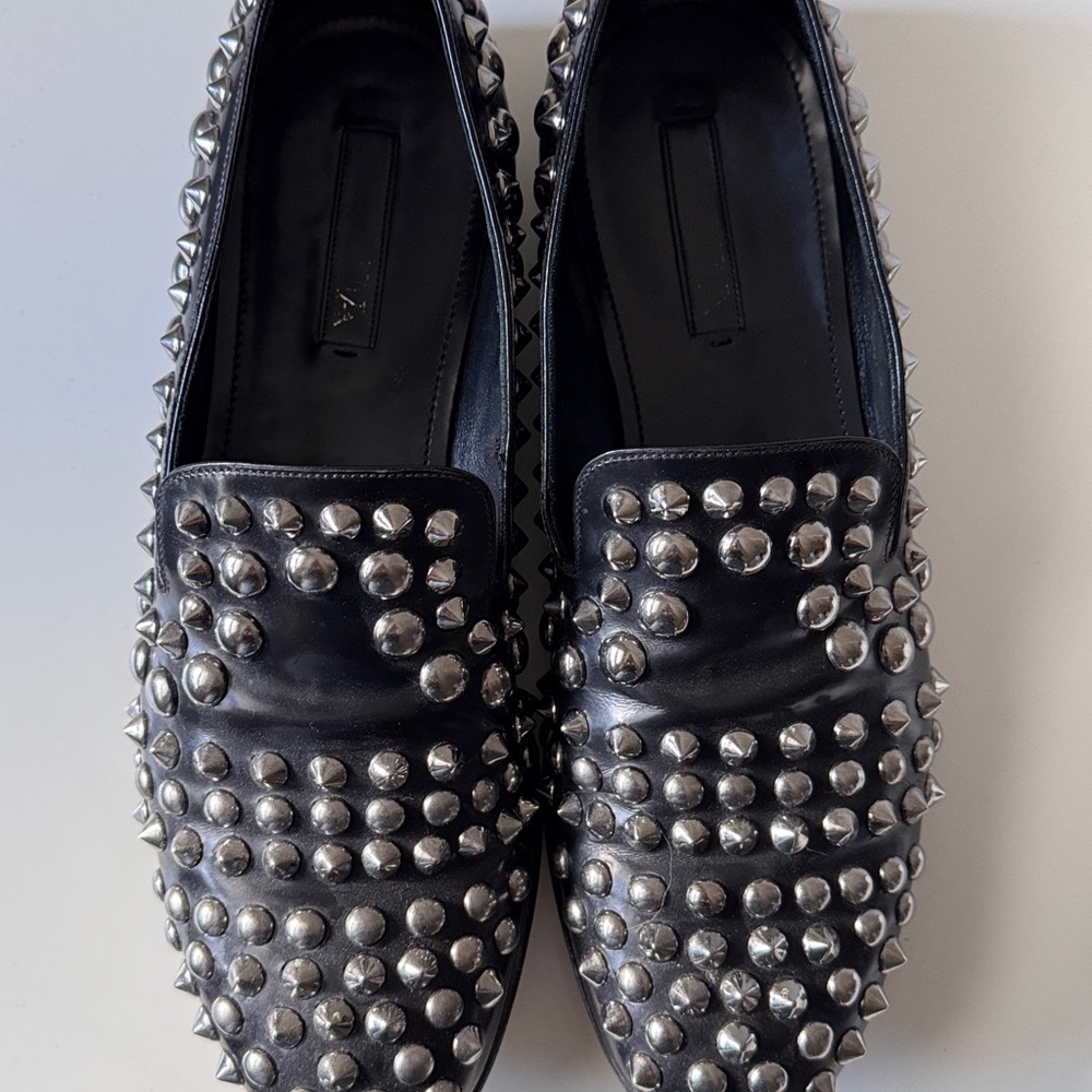 Prada Spazzalaro Studded men’s Black Loafers - Picture 7 of 9